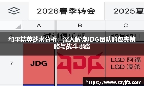 和平精英战术分析：深入解读JDG团队的包夹策略与战斗思路